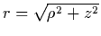 $r=\sqrt{\rho^2+z^2}$