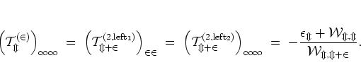 \begin{displaymath}
\Big( \cal{T}_m^{(2)} \Big)_{11}
\; = \; \left( \cal{T}_{m...
...} \right)_{11}
\; = \; -\frac{\epsilon_m+W_{m,m}}{W_{m,m+2}}.
\end{displaymath}