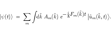 \begin{displaymath}
\left\vert \psi(t) \right>
\; = \; \sum_m \int\!\! {\mbox{...
..._m(\tilde{k})t} \,
\big\vert \tilde{u}_m(\tilde{k},t) \big> .
\end{displaymath}